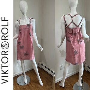 Viktor&Rolf Strappy Pink Floral Silk Mini Dress